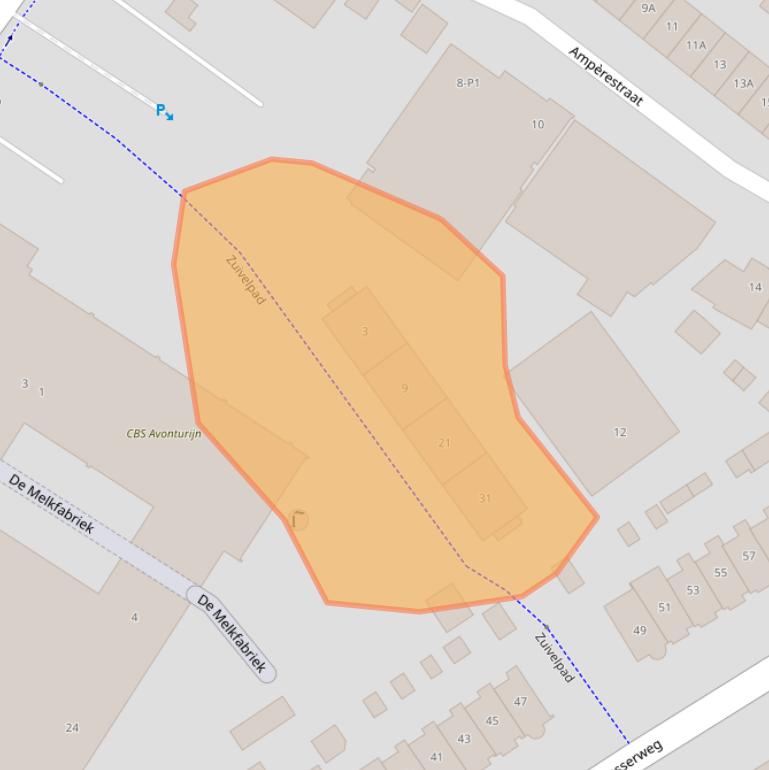 Kaart van postcodegebied 1221CG.