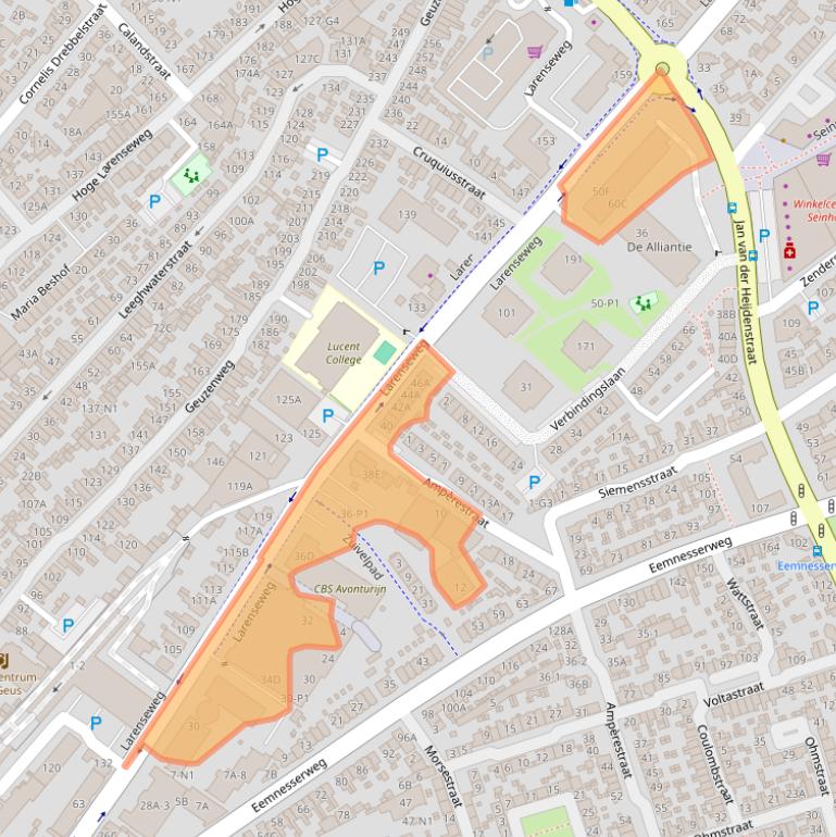 Kaart van postcodegebied 1221CN.