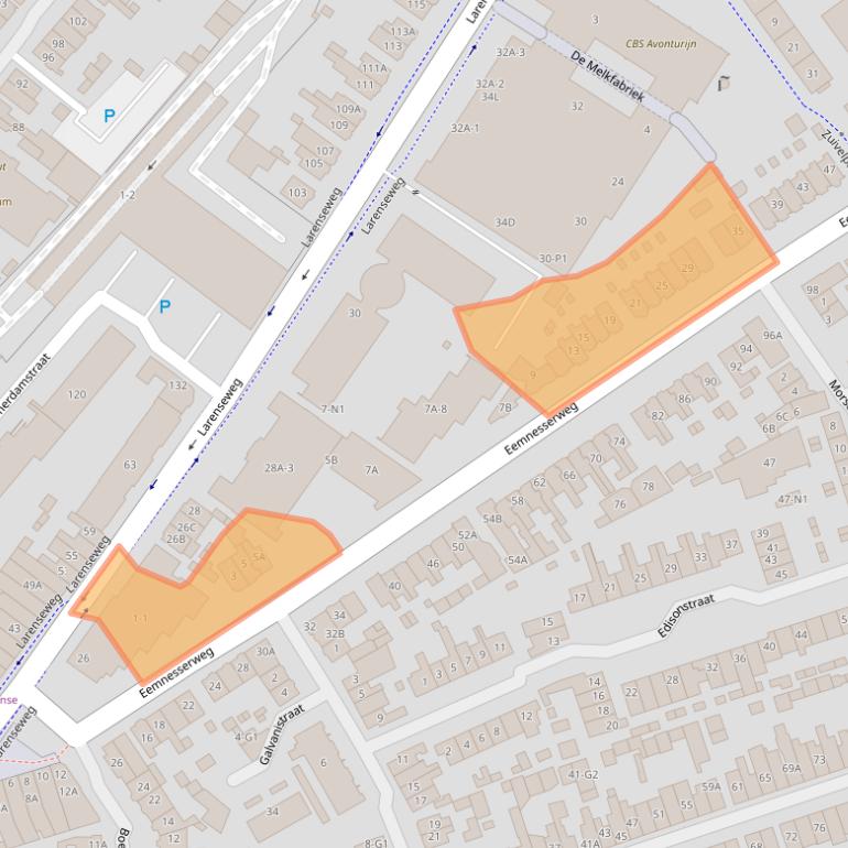 Kaart van postcodegebied 1221CS.