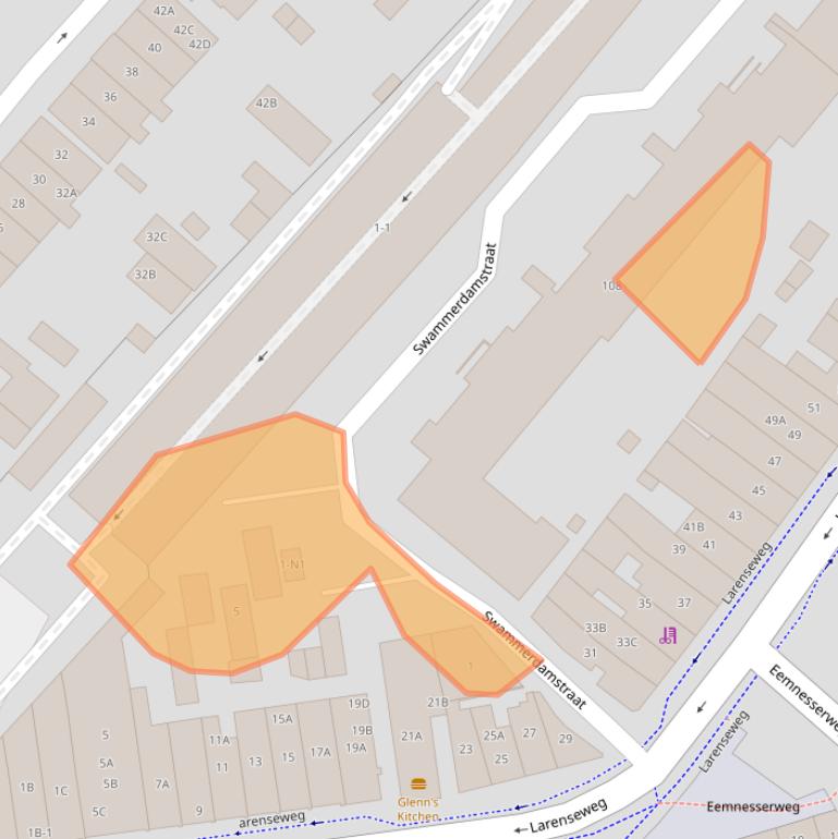 Kaart van postcodegebied 1221DE.