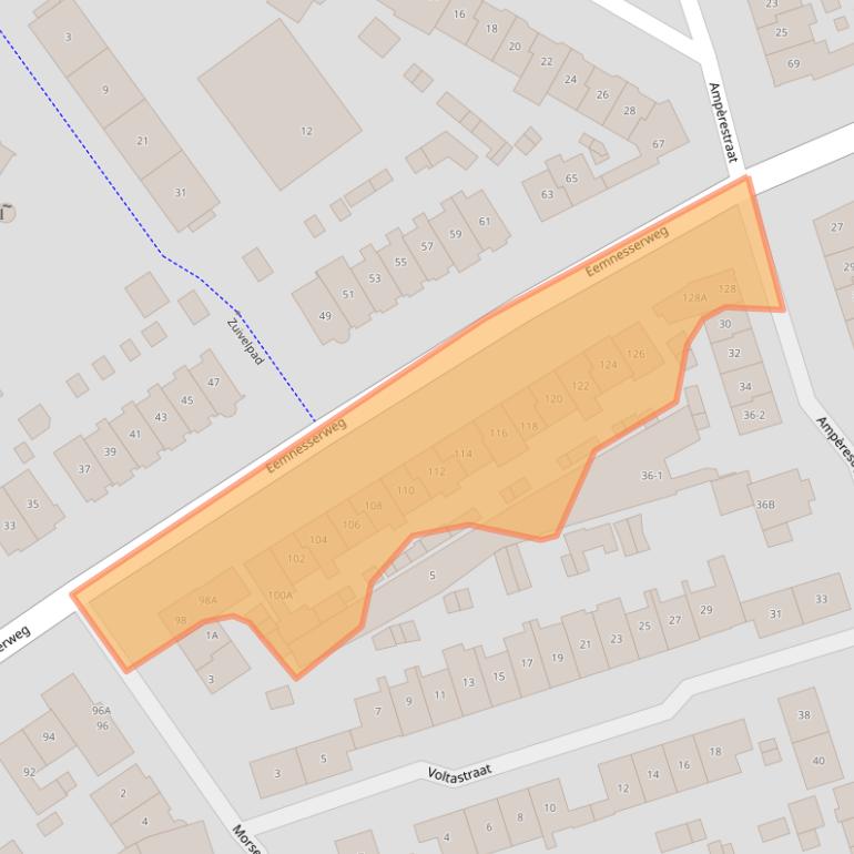 Kaart van postcodegebied 1221EB.