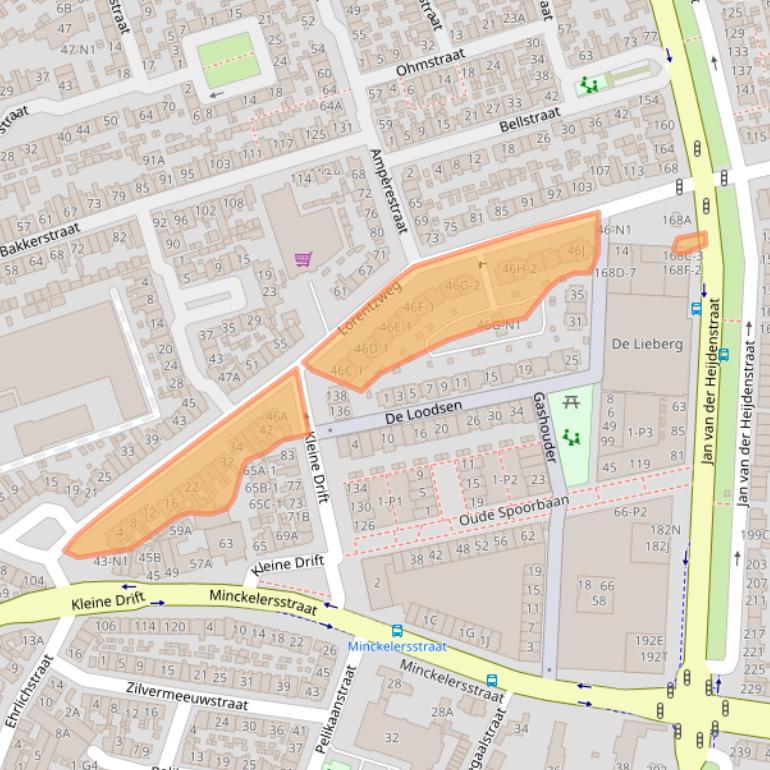 Kaart van postcodegebied 1221EH.