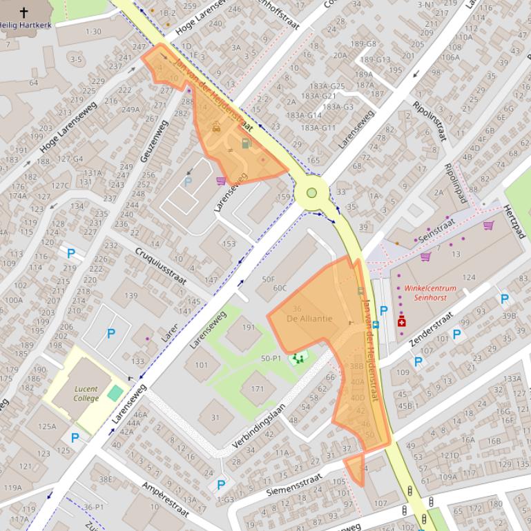 Kaart van postcodegebied 1221EJ.