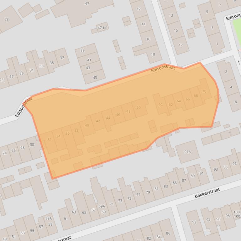 Kaart van postcodegebied 1221EW.