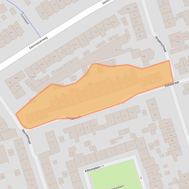 Kaart van postcodegebied 1221GB.