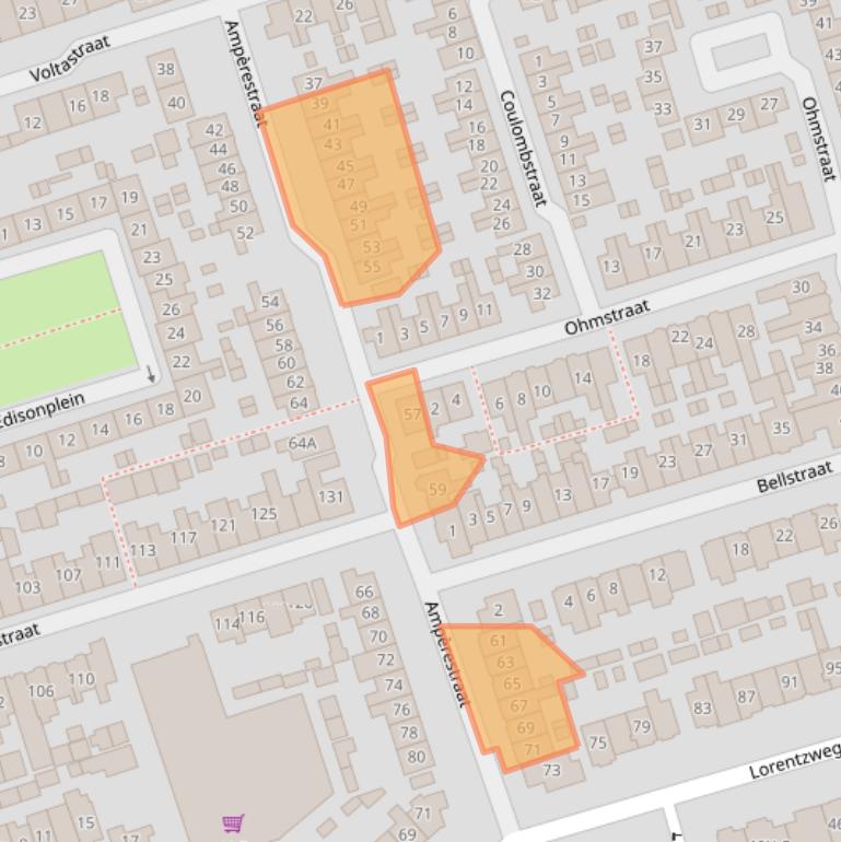 Kaart van postcodegebied 1221GH.