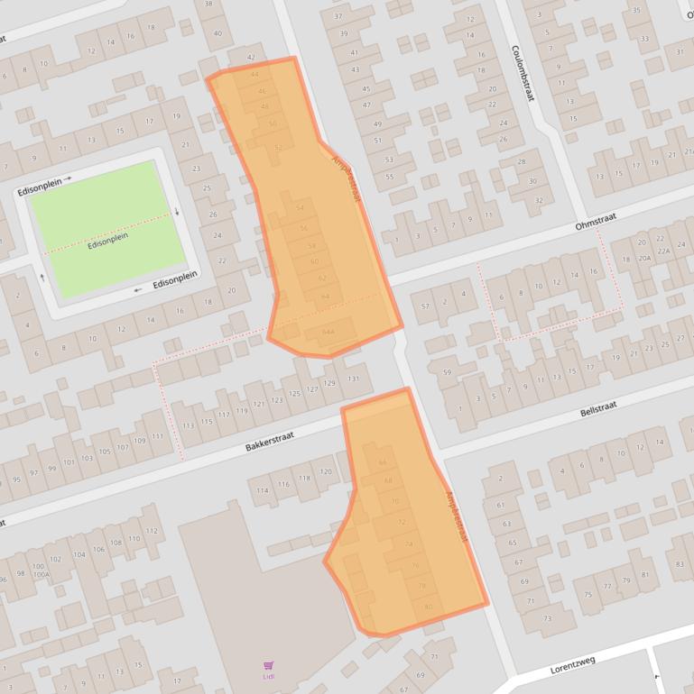 Kaart van postcodegebied 1221GK.