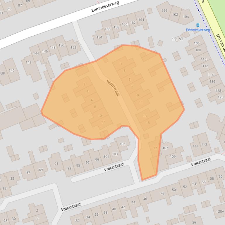 Kaart van postcodegebied 1221GL.