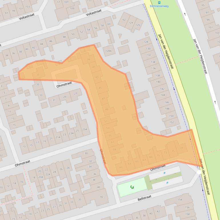 Kaart van postcodegebied 1221GP.