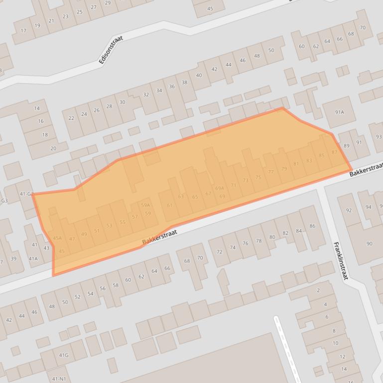 Kaart van postcodegebied 1221GT.