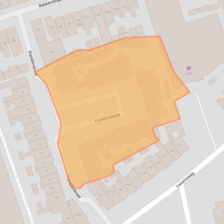 Kaart van postcodegebied 1221HA.