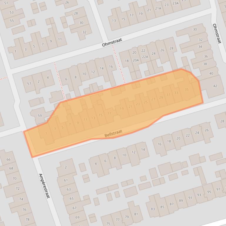 Kaart van postcodegebied 1221HC.