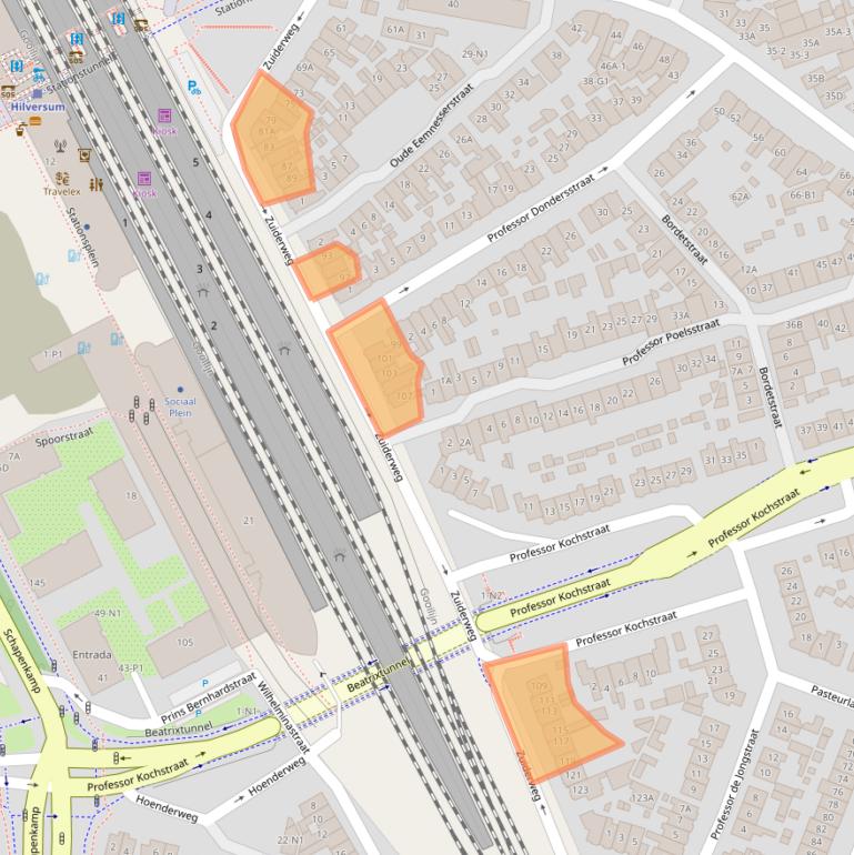 Kaart van postcodegebied 1221HG.