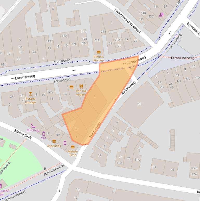 Kaart van postcodegebied 1221HJ.
