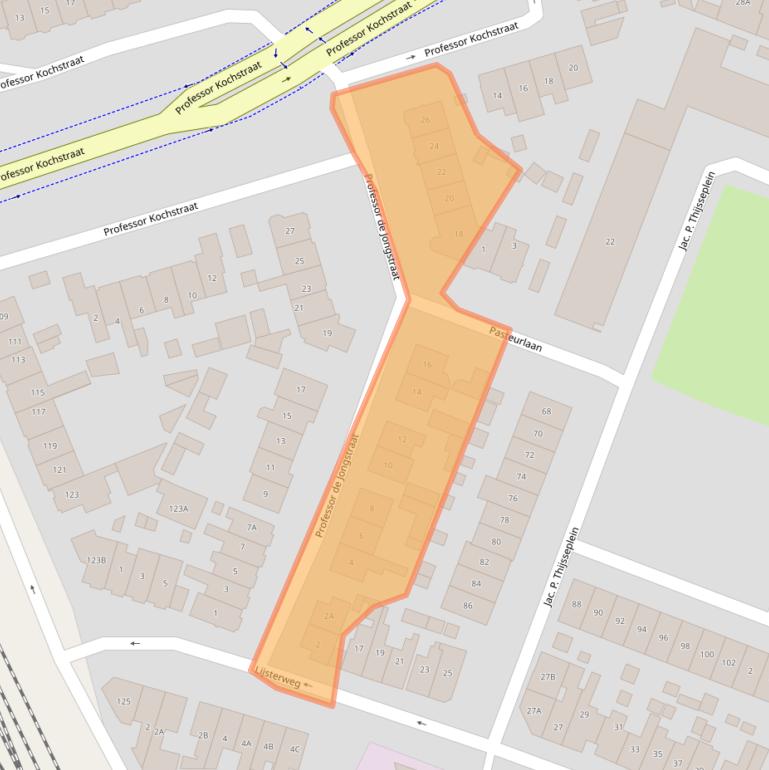 Kaart van postcodegebied 1221HZ.