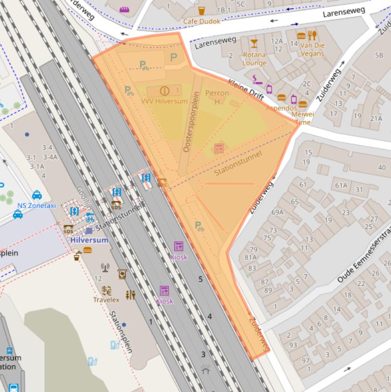 Kaart van postcodegebied 1221JE.