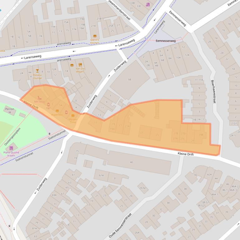 Kaart van postcodegebied 1221JW.
