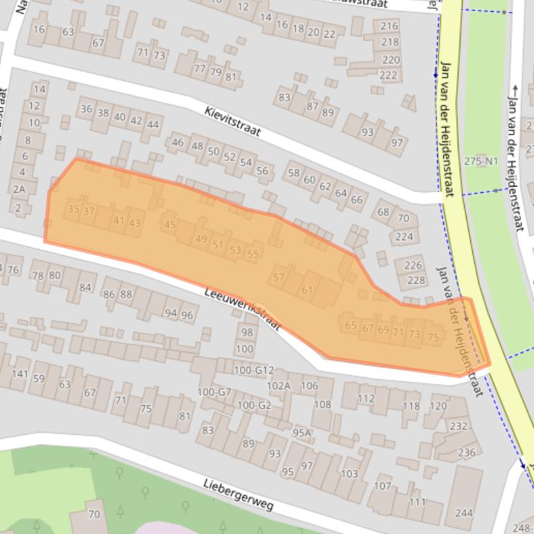 Kaart van postcodegebied 1221LD.