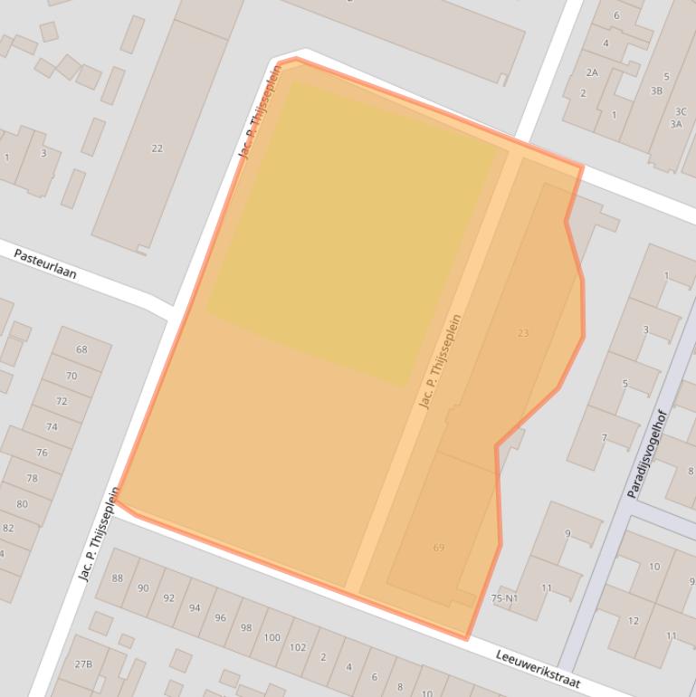 Kaart van postcodegebied 1221LM.