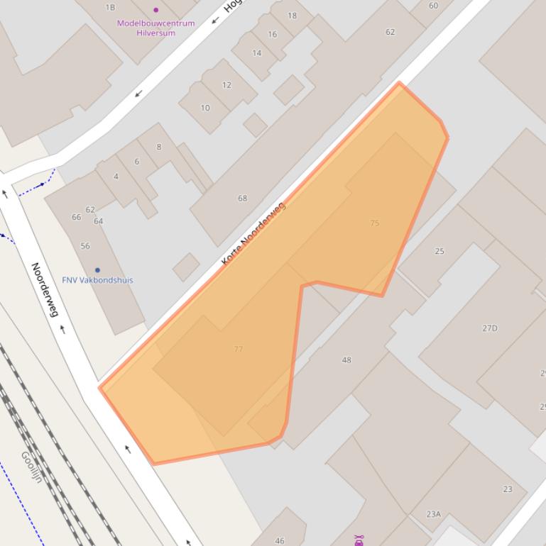 Kaart van postcodegebied 1221NC.