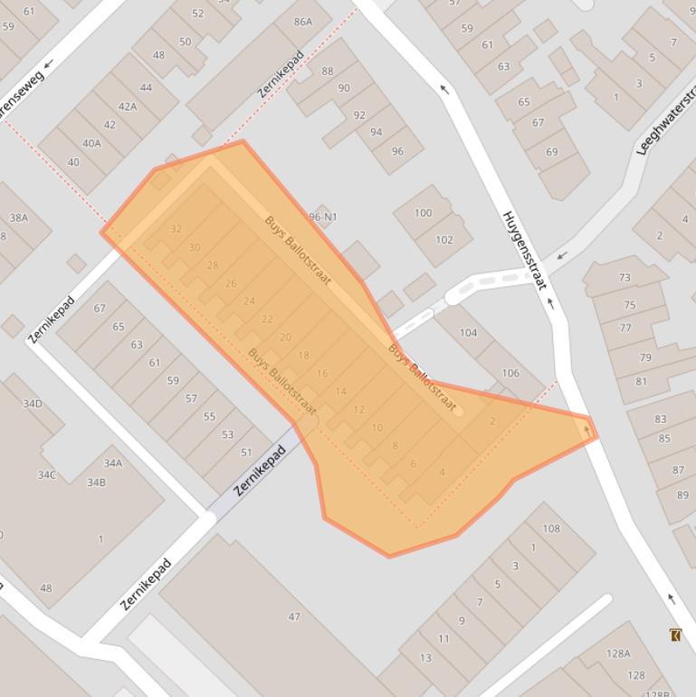 Kaart van postcodegebied 1221ND.