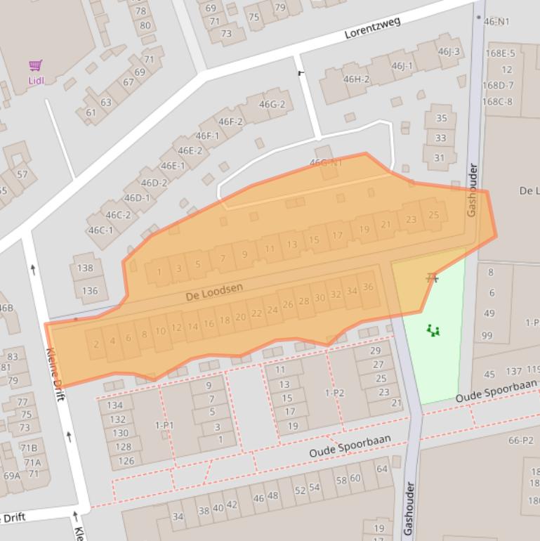 Kaart van postcodegebied 1221SE.