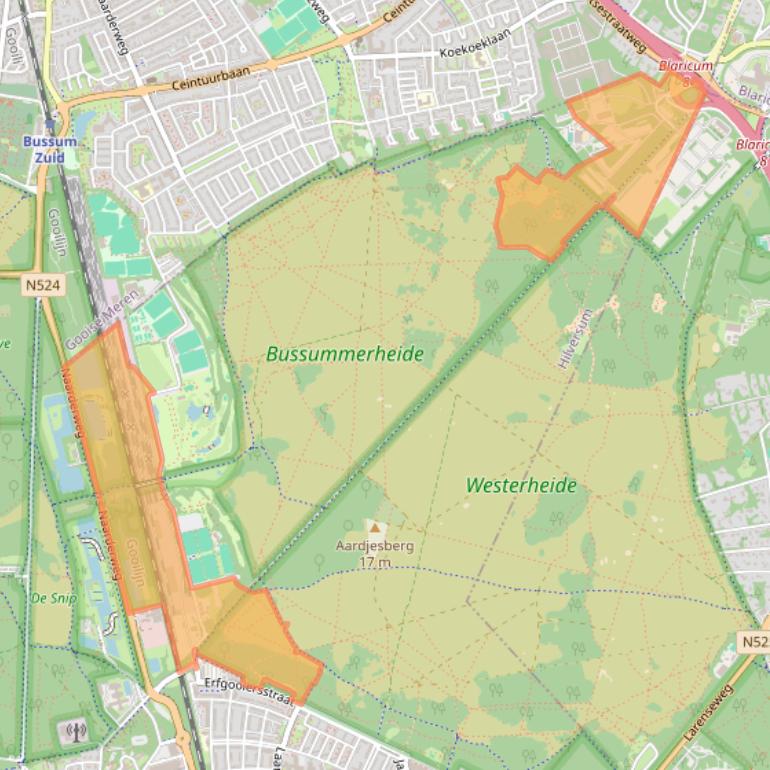 Kaart van postcodegebied 1222AB.
