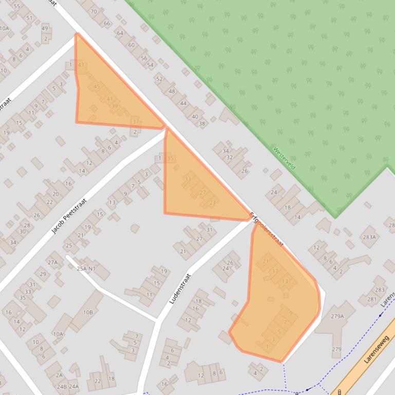 Kaart van postcodegebied 1222AD.