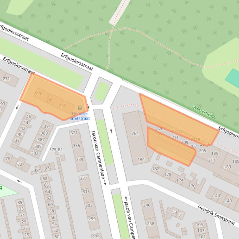 Kaart van postcodegebied 1222AK.