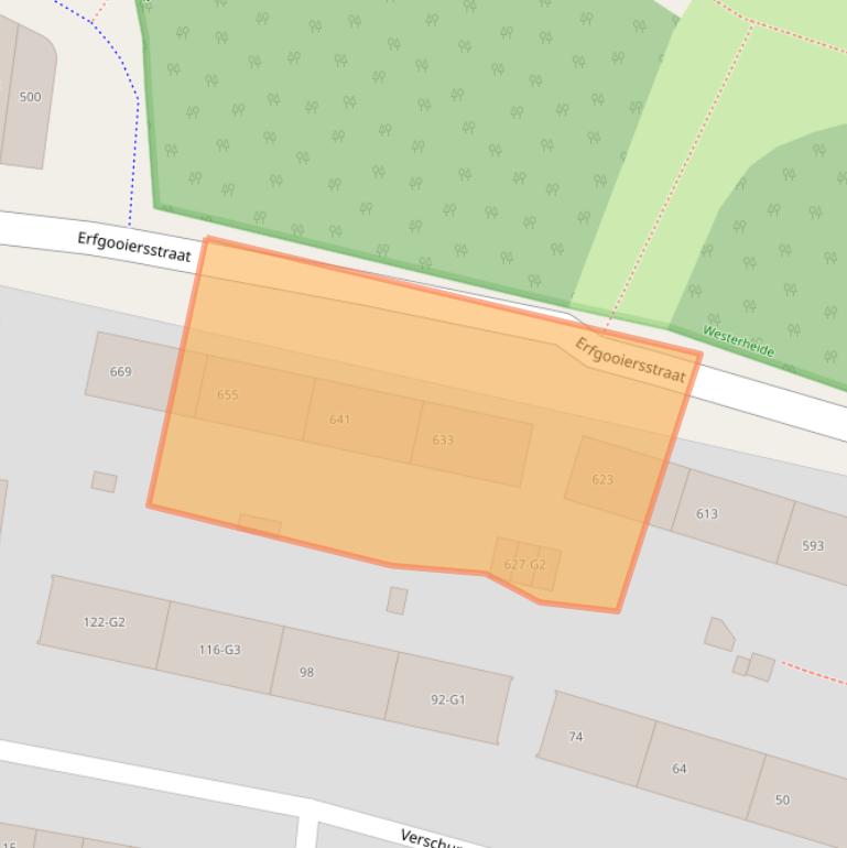 Kaart van postcodegebied 1222AW.