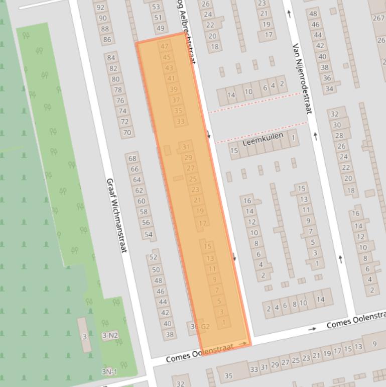 Kaart van postcodegebied 1222BJ.