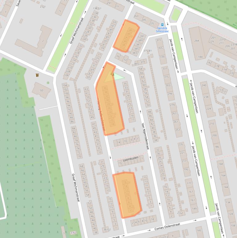 Kaart van postcodegebied 1222BL.