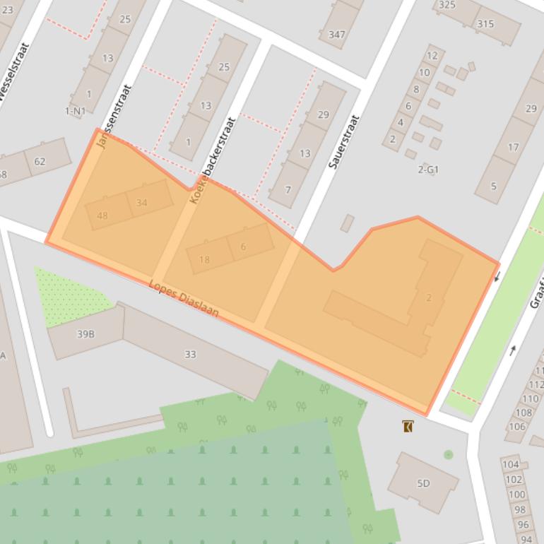 Kaart van postcodegebied 1222BW.