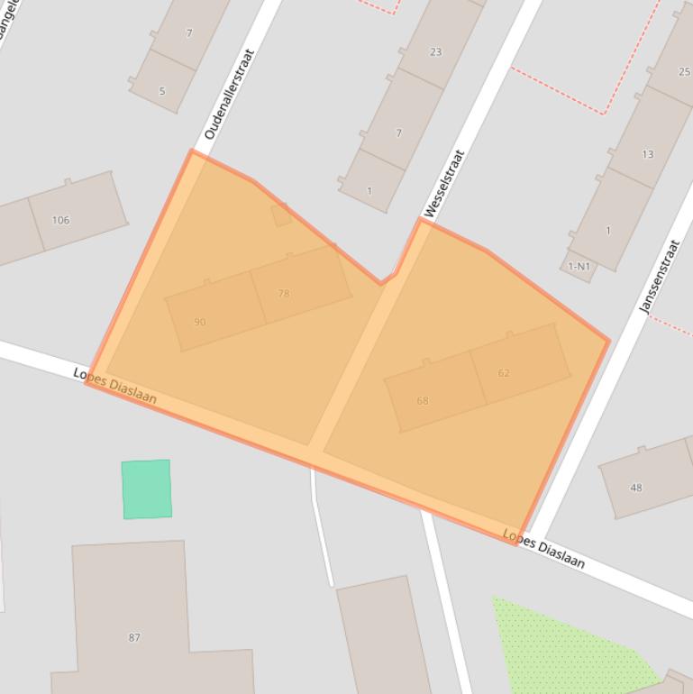 Kaart van postcodegebied 1222BX.