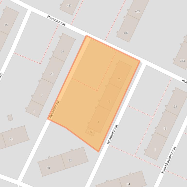 Kaart van postcodegebied 1222CC.