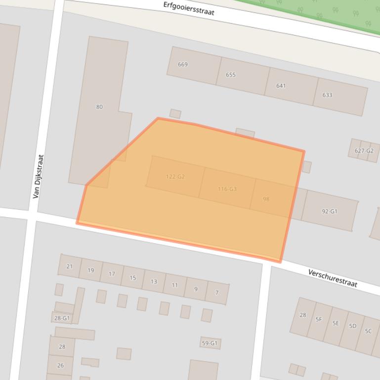 Kaart van postcodegebied 1222CR.
