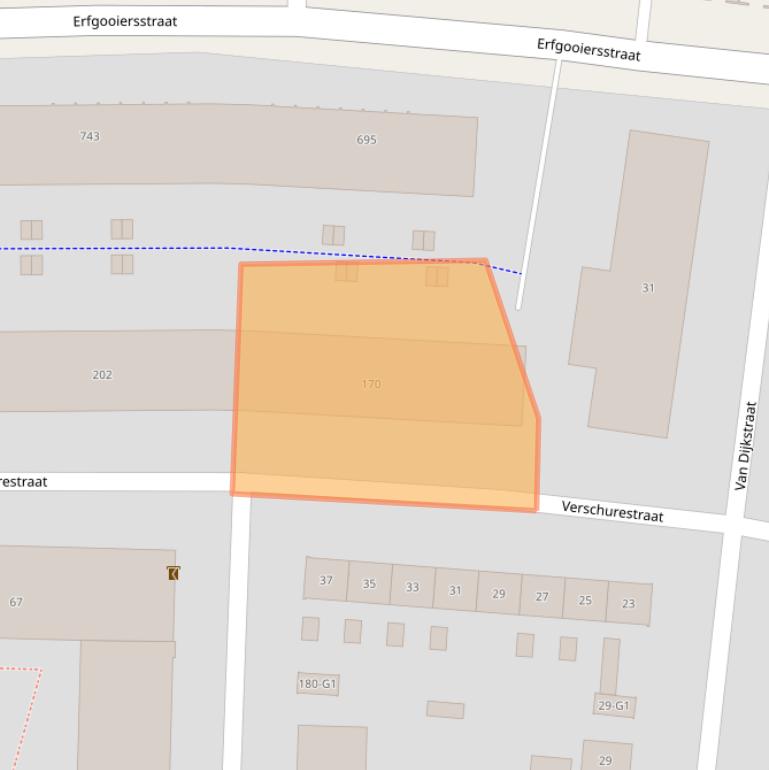 Kaart van postcodegebied 1222CS.