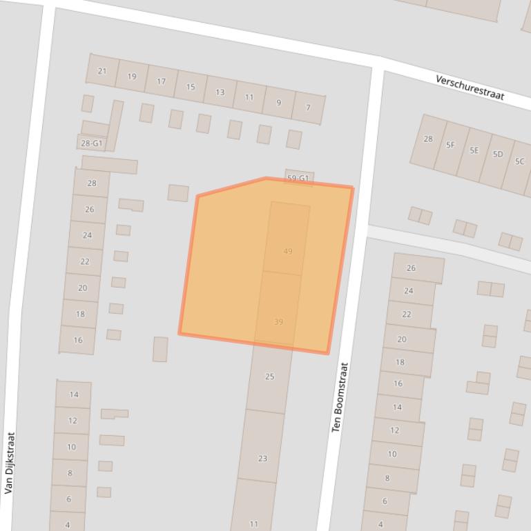 Kaart van postcodegebied 1222CW.