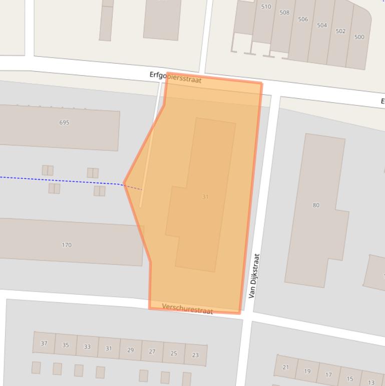 Kaart van postcodegebied 1222CZ.