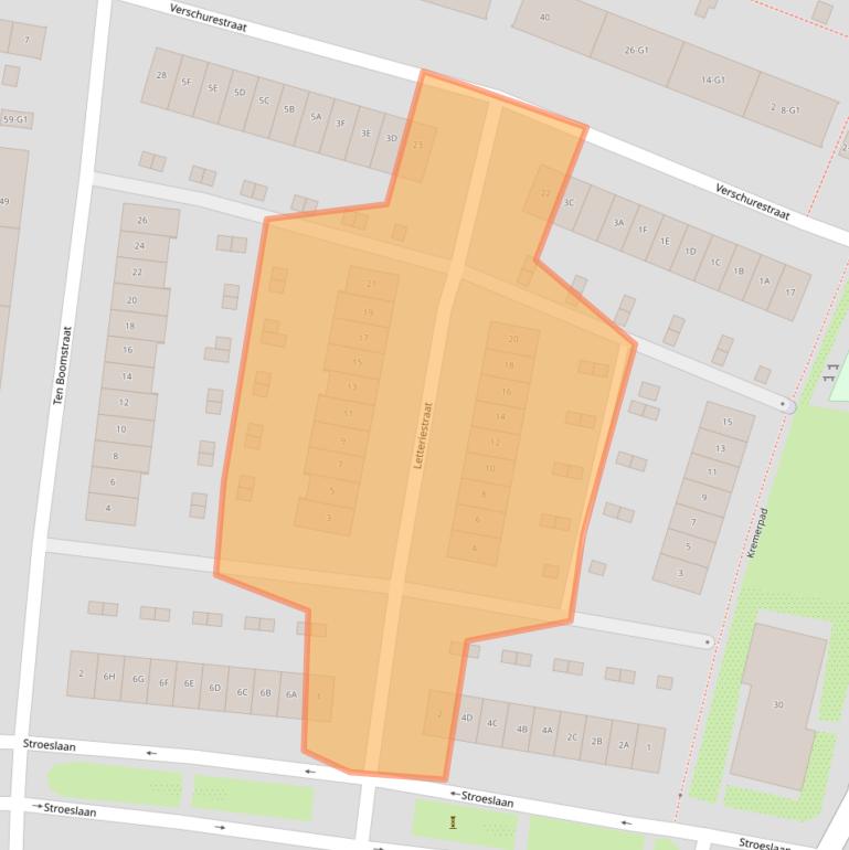 Kaart van postcodegebied 1222DA.