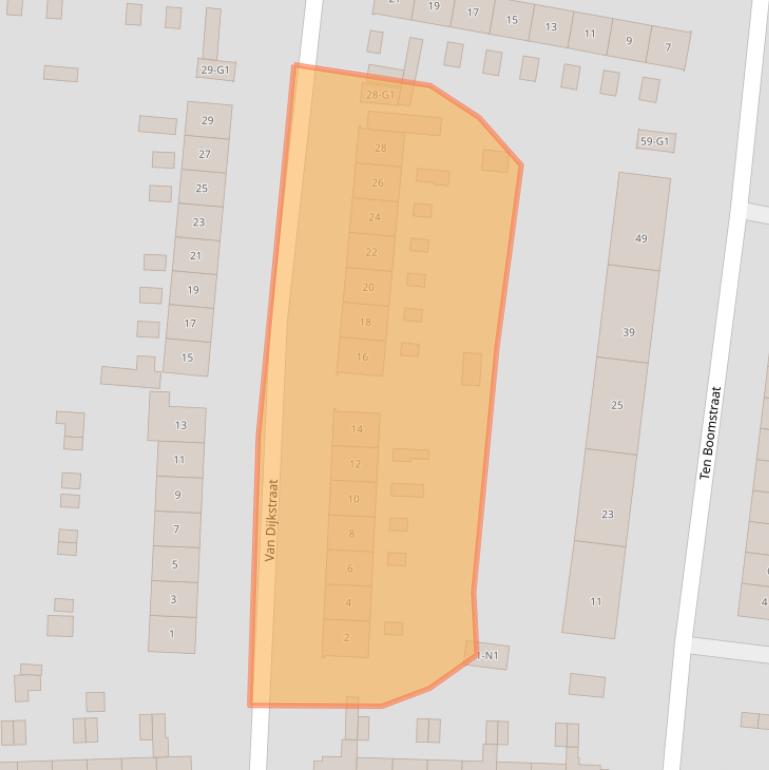Kaart van postcodegebied 1222EA.