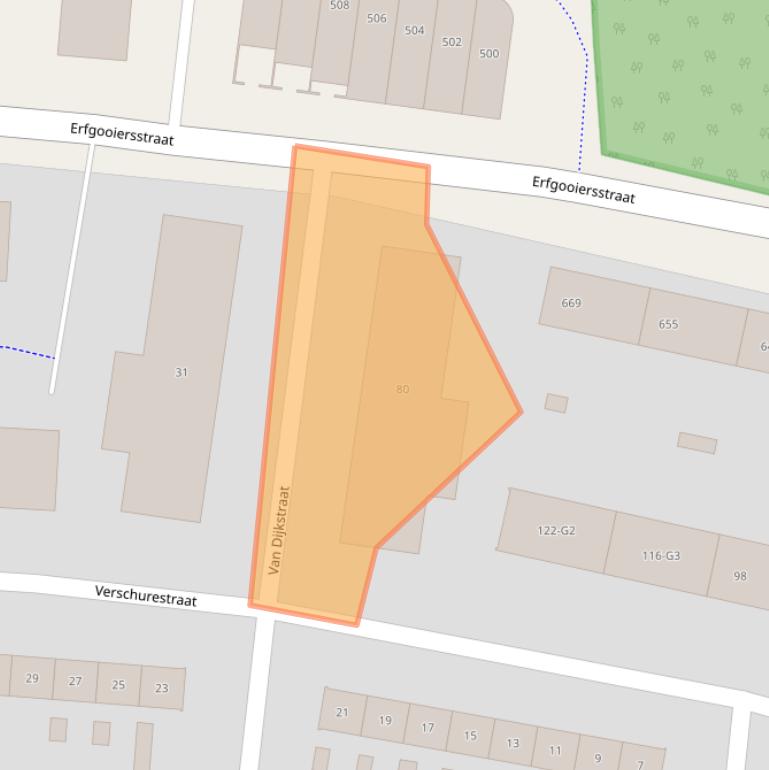 Kaart van postcodegebied 1222EB.