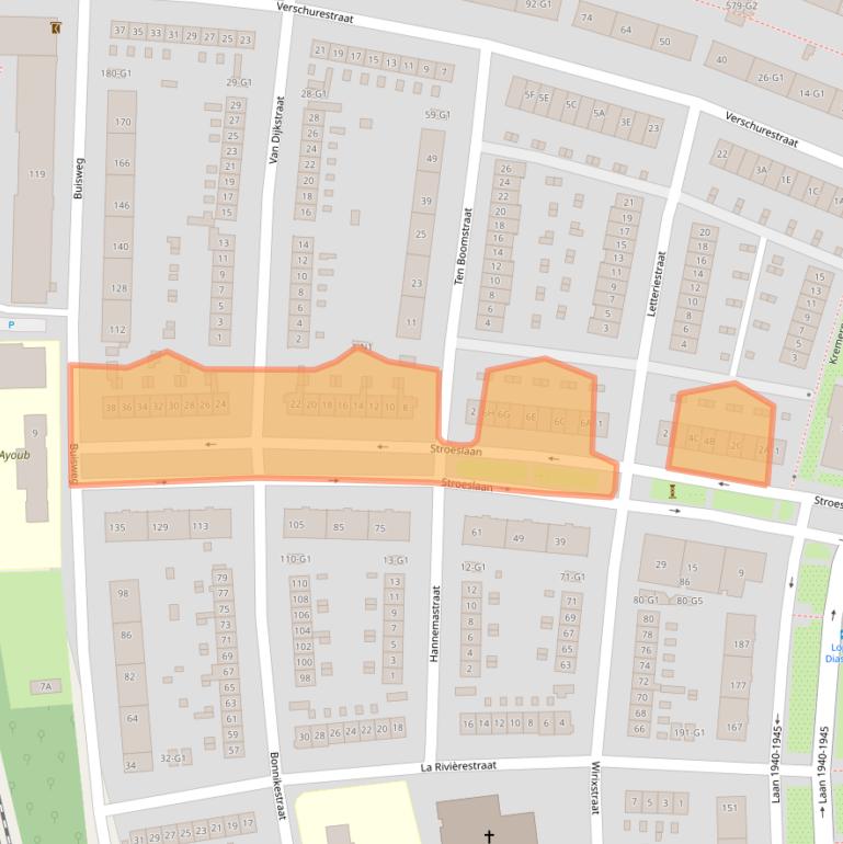 Kaart van postcodegebied 1222EG.