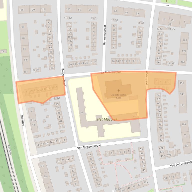 Kaart van postcodegebied 1222EP.