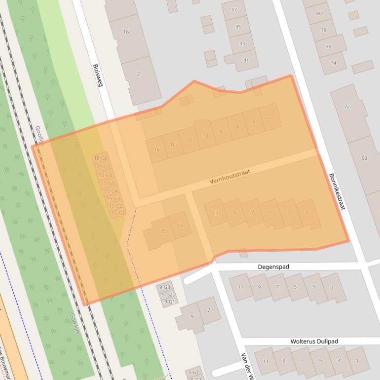 Kaart van postcodegebied 1222ET.