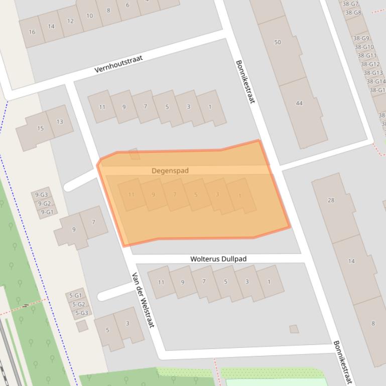 Kaart van postcodegebied 1222EV.