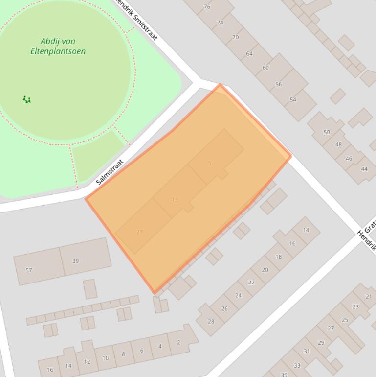 Kaart van postcodegebied 1222GR.