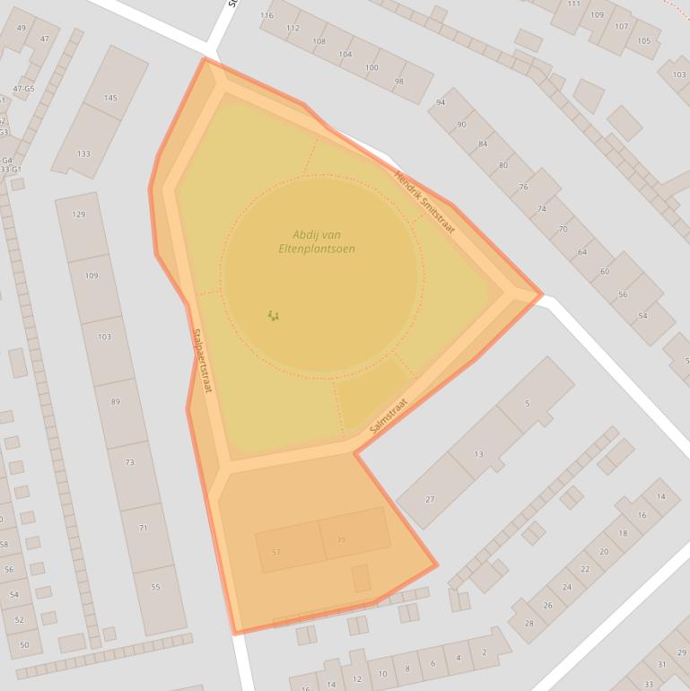 Kaart van postcodegebied 1222GS.