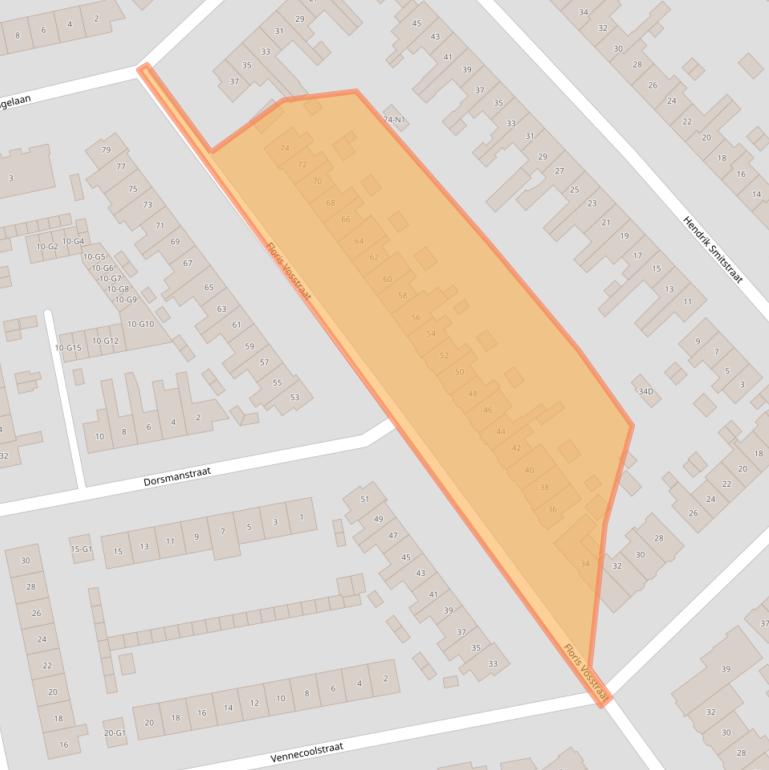 Kaart van postcodegebied 1222HE.