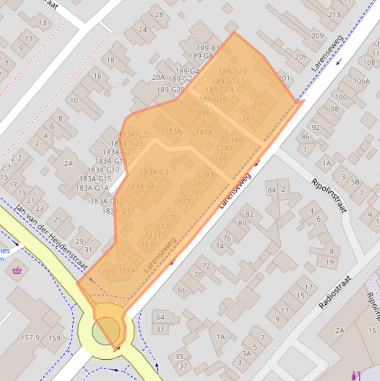 Kaart van postcodegebied 1222HG.